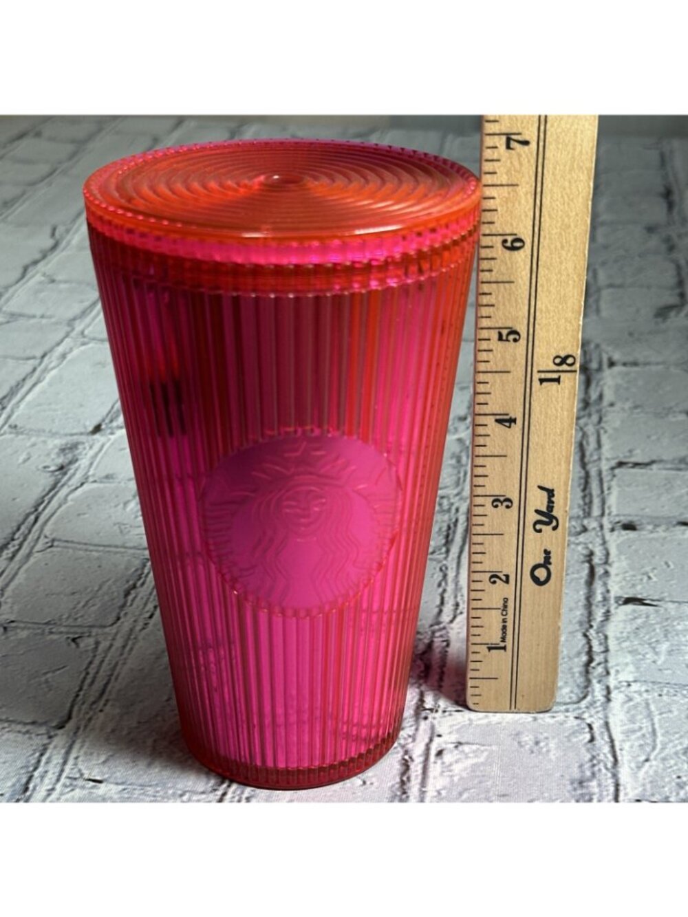 Starbucks Neon Pink Pleated Cold Cup Tumbler 16oz - Picture 9 of 9
